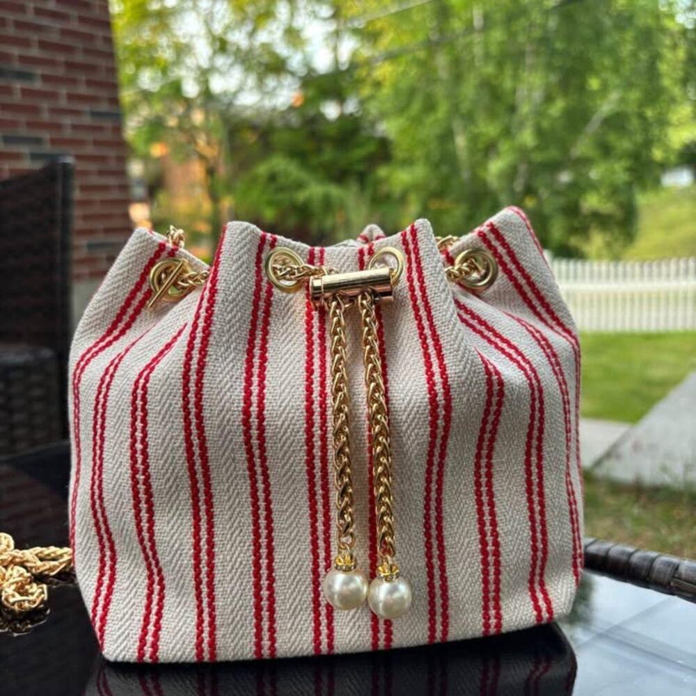 Red striped mini shoulder bag
